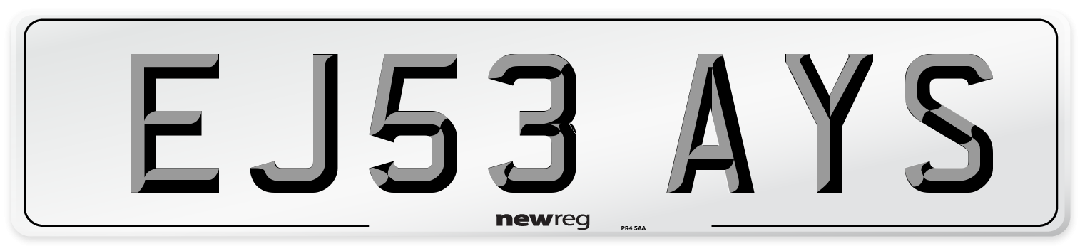 EJ53 AYS Number Plate from New Reg